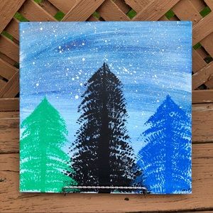 Original Pine Tree Winter Canvas Abstract Art
